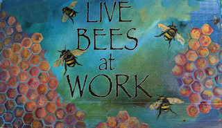 Painting of Live Bees at Work by Mari Nicolson